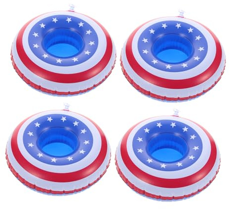 WEKAMOS 4 pezzi Portabevande Gonfiabile Piscina Portabicchieri Galleggiante in PVC Resistente Supporto per Bevande per Feste in Piscina Spiaggia e Giochi Acquatici con Riutilizzabile