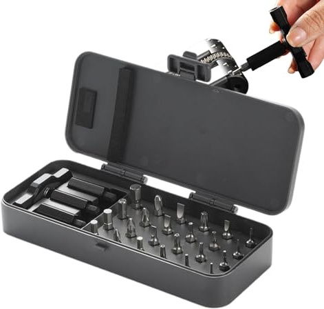 Gihioue Juego de destornilladores magnéticos con carraca, herramienta de accionamiento magnética, destornillador de precisión 24 en 1, para coche, PC, bicicleta, bicicleta, gafas, mantenimiento