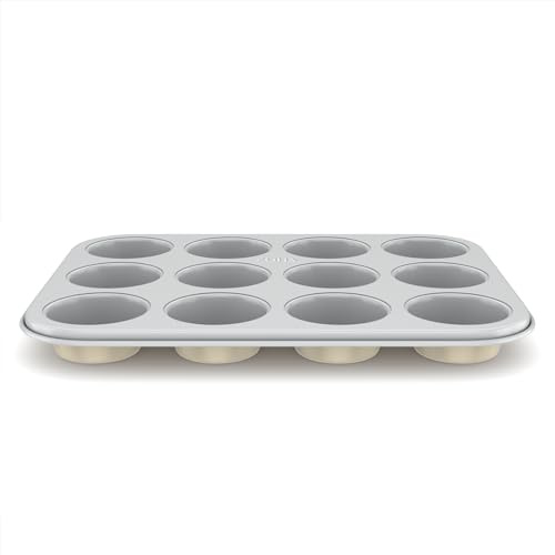 Zoha Muffinform Aluminium - 12er Backform mit Keramik-Antihaftbeschichtung, PFAS-frei, 35x26,5x3 cm in Beige