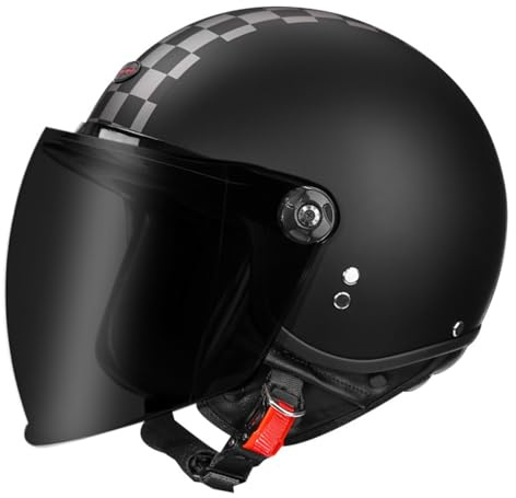 Vintage Casco Aperto Moto 3/4 Caschi Jet E Demi-Jet Con Visiera Parasole Casco Moto Ciclomotore Casco A Scodella Per Uomo E Donna Omologato DOTECE Casco Da Motociclista 6,XXL:63-64CM