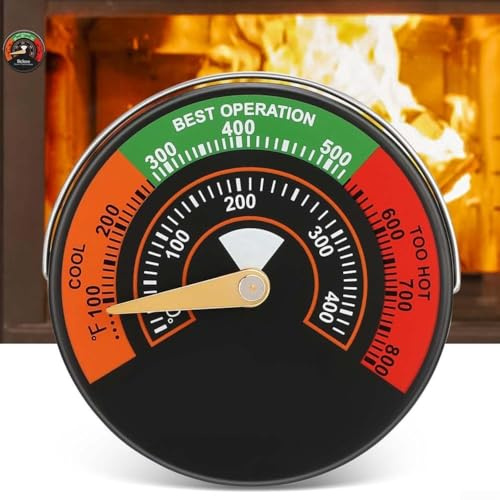 Fireplace Thermometer with Large and High-Precision Sensor, Magnetic Stove Thermometer for Wood Burning Stove, Flue Pipe, Log Burner or Oven Temperature(C)