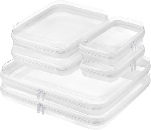 6 Stück Transparente Hartschalen-Reißverschlusstaschen, Kunststoff Organizer Beutel Set, 3 Größen Reise Wasserdichte Kosmetik Aufbewahrungstaschen für Koffer, Make-up, Spielzeug, Bürobedarf, Puzzles