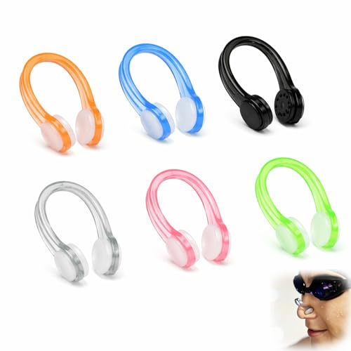 SEASJHBAY Pack 6 Pinzas Nariz Natacion Antideslizantes en Silicona – Pinza Nariz Natación Adulto y Niños, Accesorios Piscina Coloridos para Buceo y Natación, Equipo Acuático Suave para Aprendices