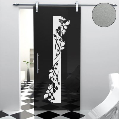 A443 Tür-/Wandtattoo Blumen Banner 160cm x 48cm silber (erh. in 40 Farben und 7 Größen)