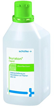 Buraton Rapid Flächendesinfektionsmittel | 1 Liter Kanister| Gebrauchsfertig | Farbstoff- und parfümfrei | Konzentrat Flächen-Reiniger Desinfektionsmittel