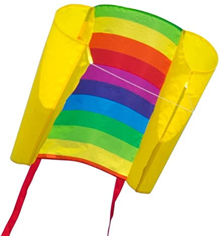 CIM Einleiner-Drachen - Beach Kite Rainbow - Einleiner Flugdrachen für Kinder ab 6 Jahren - Abmessung: 74x47cm - inkl. 40m Drachenschnur und Streifenschwänze
