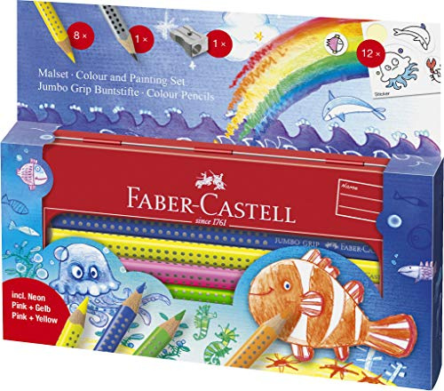 Faber-Castell 110908 - Malset Jumbo Grip Unterwasserwelt, im Metall-Etui
