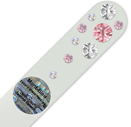 Pequeña lima de uñas de cristal decoradas con cristales de Swarovski Elements, con funda de terciopelo negro | Lima de uñas artesanal de auténtico vidrio templado checo con garantía ilimitada