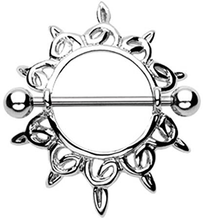 beyoutifulthings Schild Ring TRIBAL Brustwarzen-Piercing Intim-Piercing Brust-Piercing Nippel-Piercing Edelstahl Silber 1,6mm 19mm