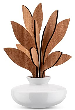 Alessi The Five Season MW64 2S W - Diffusore a Foglie per Ambiente in Porcellana, Foglie in Legno di Mogano, Bianco