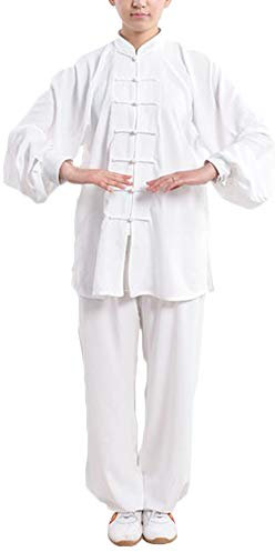 Tai Chi Uniform Anzug Traditionelle Baumwolle Und Leinen Kampfkunst Taiji Kung Fu Wing Chun Shaolin Training Klassische Kleidung Unisex Weiß Xs
