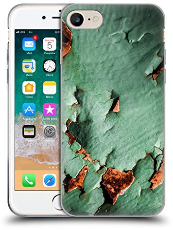 Head Case Designs sous Licence Officielle PLdesign Métal Rouillé Brun Turquoise Empreintes De Bois Et De Rouille Coque en Gel [Qualité Militaire] Compatible avec Apple iPhone 7/8 / SE 2020 & 2022