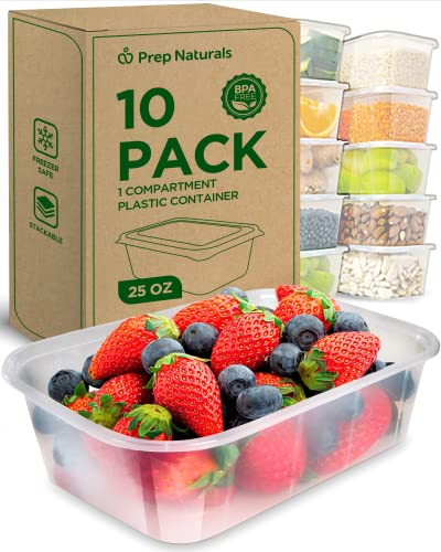 [10er Pack] 1-Fach Meal Prep Boxen mit Deckel - Wiederverwendbar Mikrowellengeeignet Spülmaschinenfest - Essensbox Lunchbox Luftdichter Deckelverschluss - Rechteck