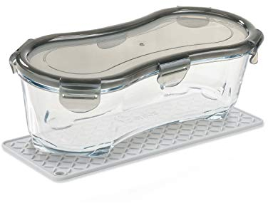Genius Nicer Dicer Fun Glasschüssel groß mit Deckel & Silikonmatte Kombi-Set - ofenfeste Glasbehälter Auflaufform Ofenform backofenfest und gefriergeeignet | Fassungsvermögen 1,3l