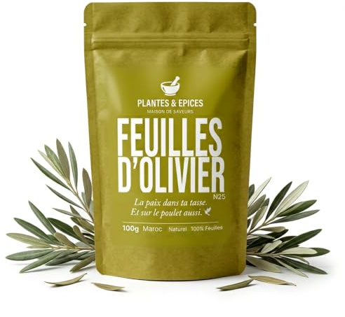 Feuilles d'olivier Bien-Être 100% naturel sans additifs, idéal pour Infusion Tisan, confort digestif 100g - Plantes & Epices