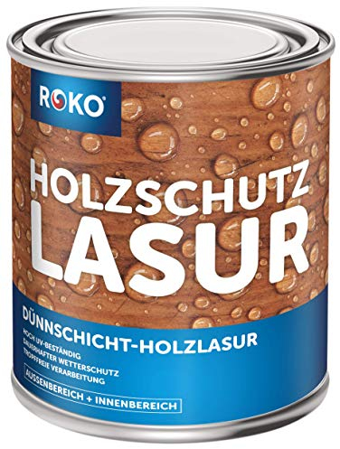ROKO Holzlasur - Nussbraun - 3 Liter Lasur - 3in1 Seidenmatt - Premium Holzschutzlasur für Innen und Außen - Dauerhafter Wetter- und UV-Schutz