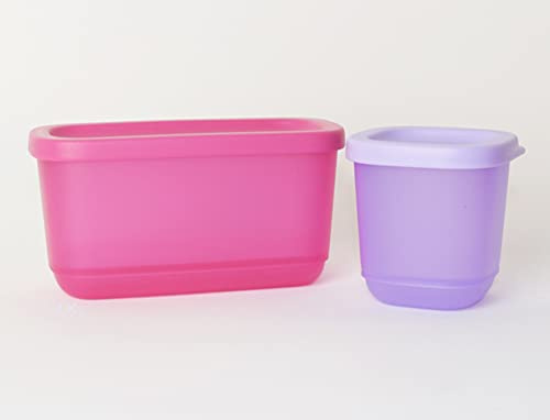 TUPPERWARE Eisscholle Cubix Gefrier-Behälter Gefrierbehälter 1x 110ml Flieder + 1x 250ml Pink + Kugelschreiber