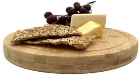 Nature's Kitchen Dickes, rundes Bambus-Schneidebrett, Serviertablett mit Saftrille zum Schneiden von Käse und Charcuterie-Brettplatte (30,5 cm)
