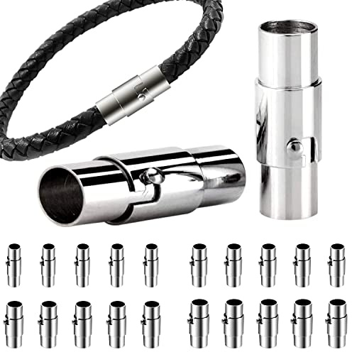 CooBigo 20 Sets Lederschnur-Endkappen, Magnetverschlüsse, 4/5/6/7 mm, Edelstahl, magnetische Armbandverschlüsse und Verschlüsse für Schmuckherstellung
