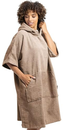 HOMELEVEL Badeponcho Damen und Herren - Surf Poncho aus 100% Baumwolle - Tuch für Erwachsene - Unisex Bademantel - Badetuch mit Kapuze