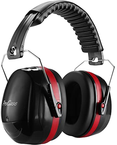 ProCase Adult Ear Defenders, 32db Noise Cancelling Headphones Autism Ear Protectors Adjustable Hearing Protection Safety Ear Muffs for Sleeping Construction Shooting Machinery Work Mowing -Red