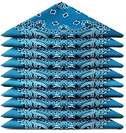 Karl Loven BANDANA 5 Stück Petrolblau - Paisley Mandala Muster - 100% Baumwolle TÜV geprüft - Dicker Stoff - 20 Exklusivfarben
