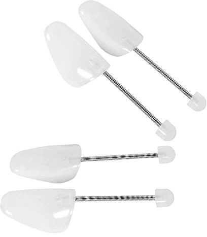 2 Pairs White Mens and Womens Traditional Plastic Flexible Shoe Tree Shaper Stretcher - Shoe Shapers UK 6.5-9/EU 39-42