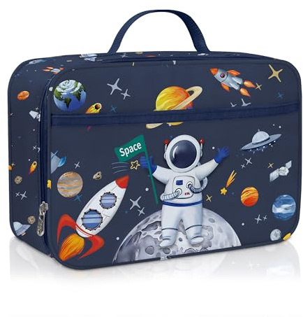 Clastyle Weltraum Isolierte Lunchtasche Kinder Klein Kühltasche Stern für Jungen Mädchen Wasserdichte Lunch Bag für Picknick Schulen, Astronaut