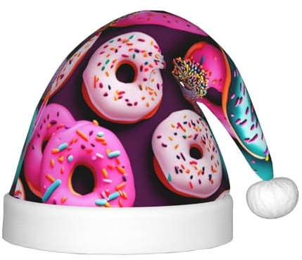 Donut Festliche Kinder-Weihnachtsmannmütze – eine bequeme, bedruckte Weihnachtsmütze, ideal für Neujahr und festliche Feiertagsfeiern
