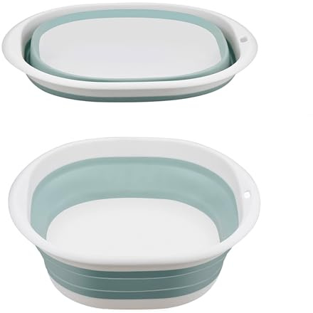 5L Collapsible Washing Up Bowl, Portable Wash Basin Silicone Plastic Basket Multipurpose Outdoor Travel Basin Camping Sink, Space Saving Folding Washtub (Blue)