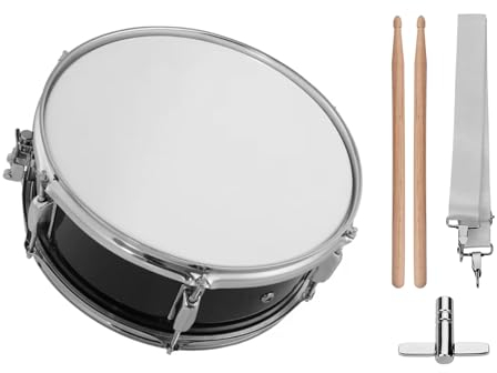 Sunydog 12 Zoll Snare Drum mit Drumsticks Schultergurt Drum Key Percussion Instrument für Studenten Anfänger Marching Snare Drum Tragbares Snare Drum Set(Schwarz)