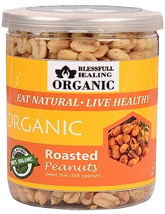 Blessfull Healing Organic Natural, Vegan Sweet Thai Chilli Roasted Peanuts Crunchy Healthy Snacks 250 Gram
