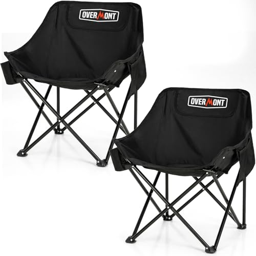 OVERMONT Silla Camping Plegable Portátil - Sillas de Playa Plegables Ligera Carga Máxima 135kg - Silla de Camping Compacta con Bolsa de Transporte para Exterior Acampada Playa Pesca Picnics Jardín