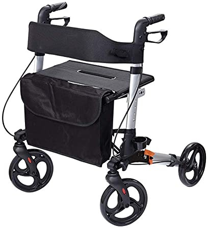 Walker, Hopfällbar Rollator Rollator För Vuxna, Seniorer, Äldre, Handikappmobilitetshjälp, 4-Hjulig Aluminiumtransportstol Utomhus