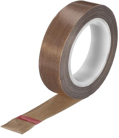 QUARKZMAN PTFE Band 19mm x 0.13mm x 9m (B*D*L), Selbstklebend PTFE Gewindedichtband PTFE Isolierband für Vakuummaschine Lebensmitteldichtung, Hitzebeständiges Klebeband Braun
