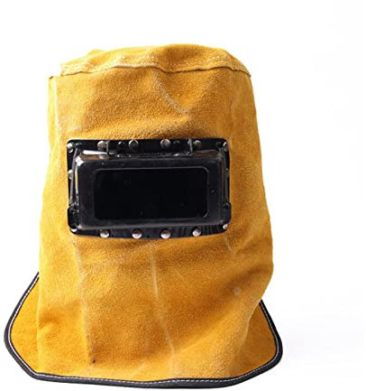 STRAFBRG Schweißmaske Schweißhaube Hitzebeständiger Lederhelm mit Filterobjektiv Hals Augen Gesichtsschutz Schweißer Sicherheitszubehör,Vielseitiger Täglicher Gebrauch(Normal Lens)