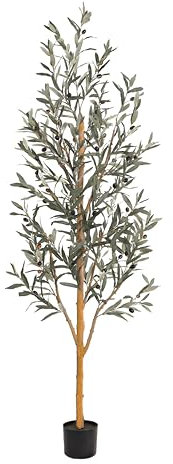 Artificial Olive Tree 6FT Tall Faux Olive Silk Plant, Artificial Plants Home Office Decor Indoor Fake Potted Tree with Lifelike Fruits Housewarming Gift