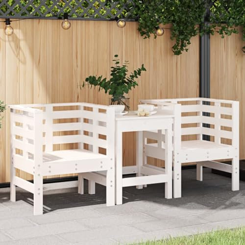 Brokky Gartenstühle 2 STK. Garten StüHle Relaxsessel Garten Gartensessel Outdoor GartenstüHle Weiß 61,5x53x71 cm Massivholz Kiefer