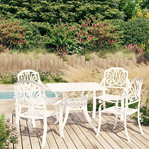 NQJIBUE Outdoor Möbel 5-teilig Bistro-Set Aluguss Weiß Outdoor Möbel Sets