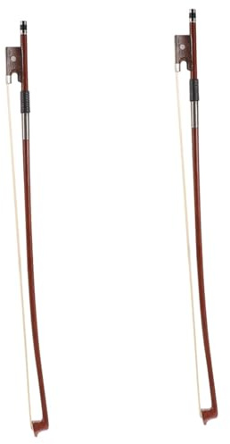 BESTonZON Geigenbögen Komfortabler Übungsbogen mit Pferdehaar 2 Stück aus Rotem Sandelholz 1/8 Glatt und Elegant Gestaltet Geigenzubehör für Kinder