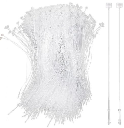 DLPRK Sicherheitsfäden für Etiketten Preisetiketten Preisschilder 1000 Stück 130mm Loop Pins, Sicherheitsfäden Transparent für Kleidung Anhänger-Lanyard