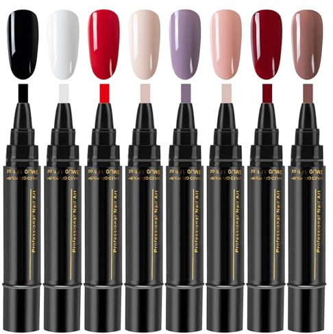8-Pack Nail Varnish Pens Nail Pens 3-in-1 Nail Polish Pen Nail Polish Pens Uk Nail Polish Pen Nail Varnish Pens for Real Nails Can Be Diyed, Creative, Portable, with Multiple Colors to Choose from