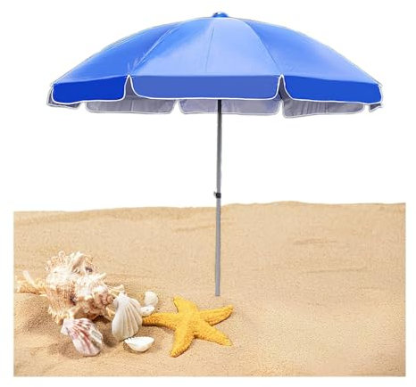 Ombrellone Da Spiaggia Ombrellone Da Giardino Portatile Tessuto Con Protezione UV A Doppio Strato Ombrellone Parasole Regolabile In Altezza Per Spiaggia, Patio, Giardino, Pesca All'aperto(Blue,240cm)