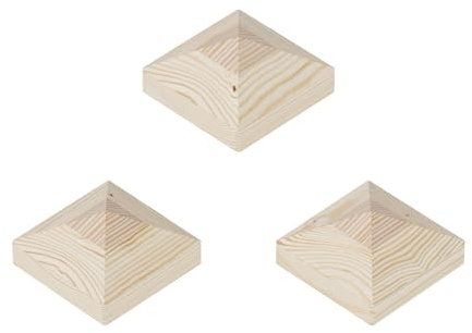 QLS Zaunpfosten Kappe 11x11 cm Pyramiden Form für Holz-Balken Pfosten Naturbelassen (3)