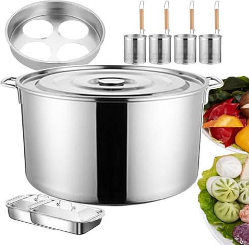 Juego de Olla Comercial para Espaguetis y Fideos, Olla de Acero Inoxidable con colador, Utensilios de Cocina multifunción para Puestos callejeros.