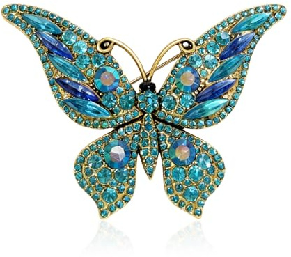 Crystal Rhinestone Butterfly Brooch,Elegant Butterfly Lapel Pins,Fashion Exquisite Crystal Animal Shape Brooches Lapel Pins,Dress Accessories Jewelry Gift for Women Daily Decoration (Deep Blue)