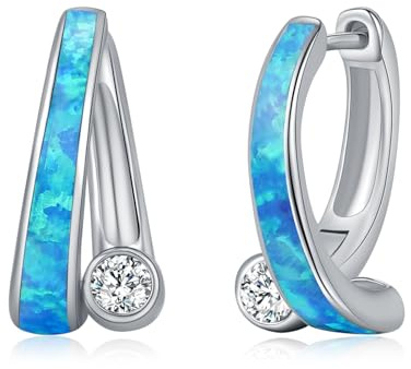 OHAYOO Opal Ohrringe 925 Sterling Silber Creolen Silber Opal Schmuck für Damen Mädchen