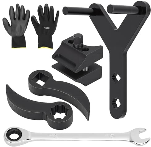 WODHMIEY Car Control Arm Tool Kit – Strut Double Head Spreader Pry Bar Ball Joint Remover High Carbon Steel Y-Shaped Puller Square Drive Plum Drive Wrench Gloves Repair Set for Cars SUV Van