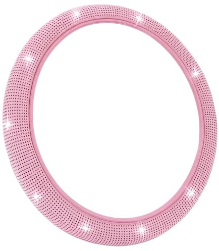 Bling Strass Lenkradbezug für Damen, Plüsch, Kristall, Diamanten, Autoabdeckung, universelle Passform, 38 cm, glitzernder Lenkradschutz für Auto-Innenzubehör (1 Stück, Rosa)