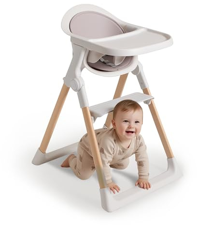 Trona premium para bebés y niños pequeños (desde 6 meses) – Diseño ajustable y plegable con cojín verde salvia y arnés de seguridad